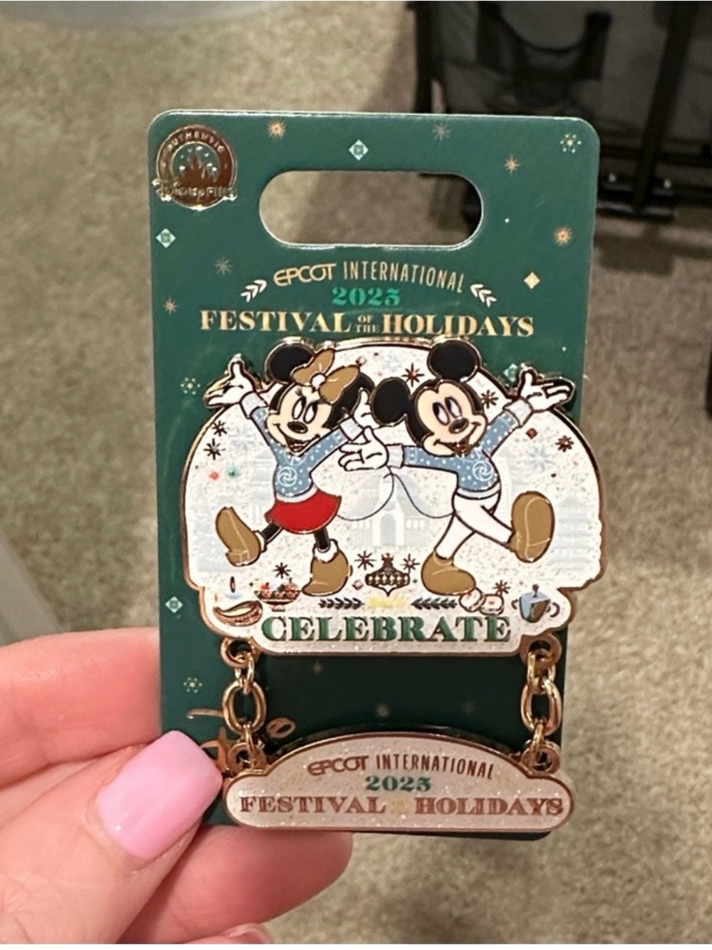 Disney Epcot International Festival of the Holidays 2025 Celebrate Pin - Green